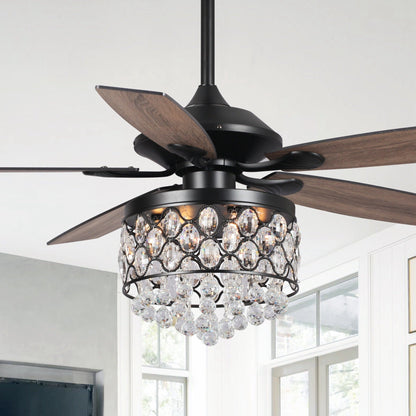 Chrome/ Crystal 4-light Chandelier/ Ceiling Fan with Remote