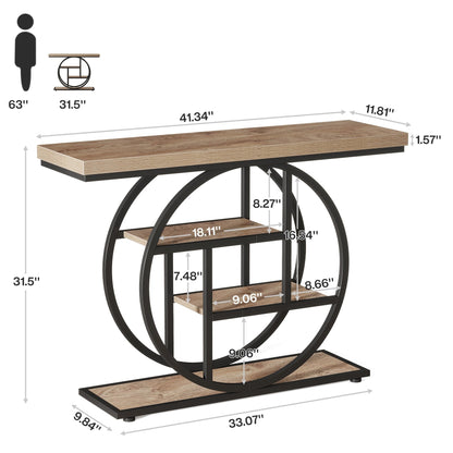 Console Table for Entryway, Industrial 4-Tier Sofa Table Behind Couch