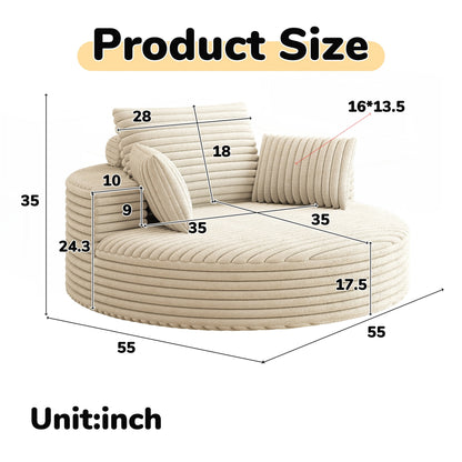 Corduroy Chenille Foam Single Swivel Chair