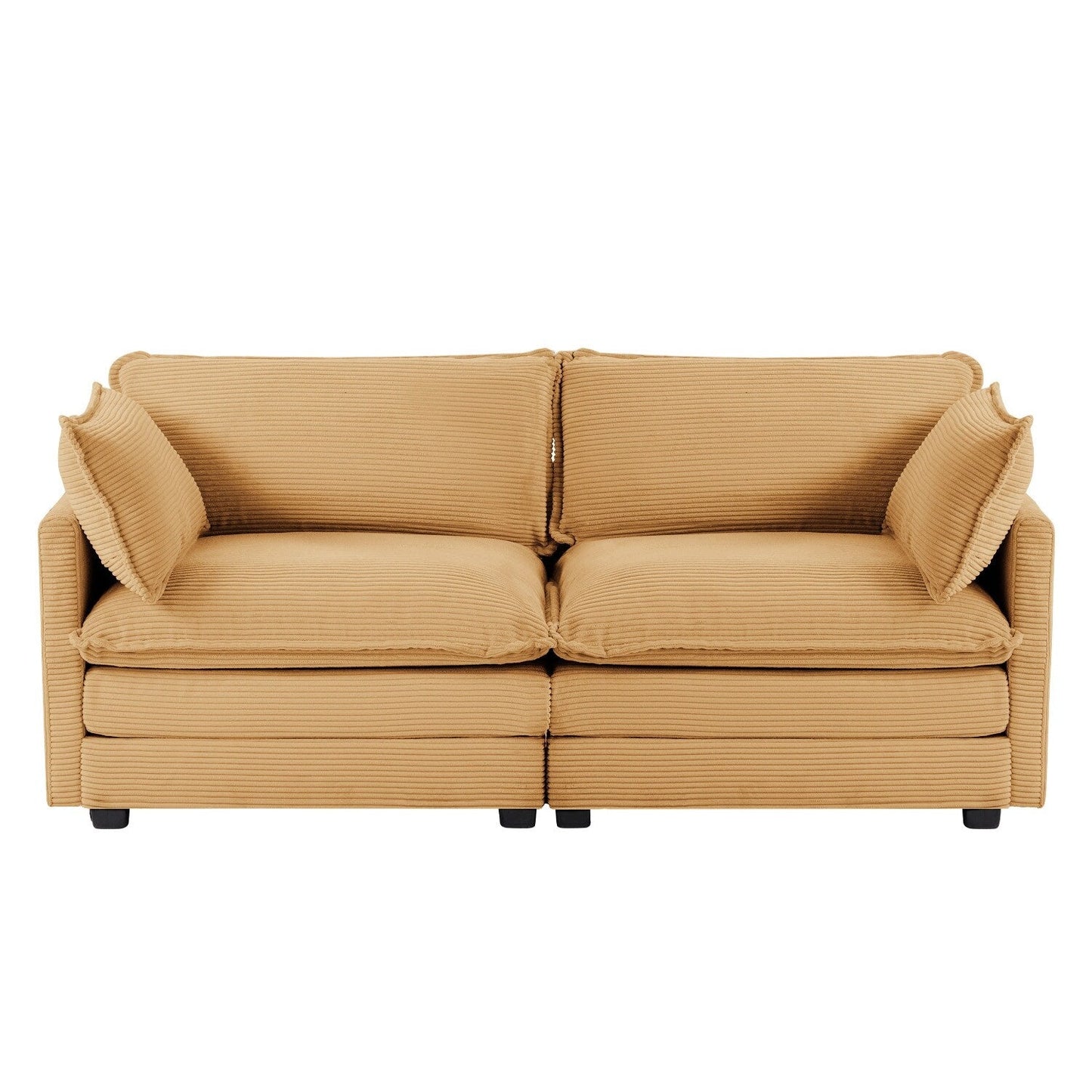Corduroy Sectional Sofa with Removable Ottomans & Ultra-soft Cushions for Living Room & Bedroom