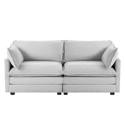 Corduroy Sectional Sofa with Removable Ottomans & Ultra-soft Cushions for Living Room & Bedroom