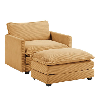 Corduroy Sectional Sofa with Removable Ottomans & Ultra-soft Cushions for Living Room & Bedroom