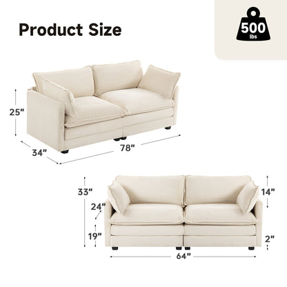 Corduroy Sectional Sofa with Removable Ottomans & Ultra-soft Cushions for Living Room & Bedroom