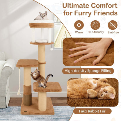 Costway 65 Tall Cat Tree for Indoor with Self-groomer Padded Perch - See Details