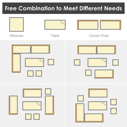 Costway 7 PCS Patio Rattan Dining Set Sectional Sofa Couch Ottoman - See Details