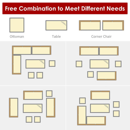 Costway 7 PCS Patio Rattan Dining Set Sectional Sofa Couch Ottoman - See Details