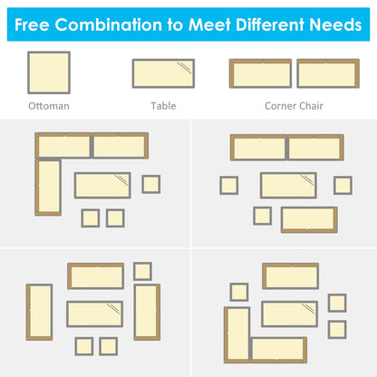 Costway 7 PCS Patio Rattan Dining Set Sectional Sofa Couch Ottoman - See Details