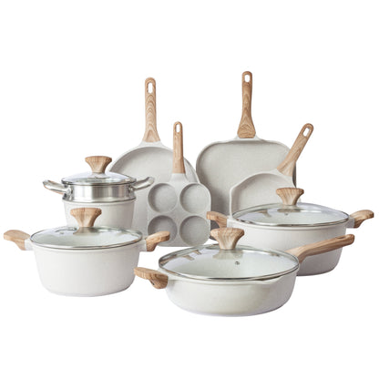 Country Kitchen Induction Cookware 13 Piece Cast Aluminum Pots and Pans with BAKELITE Handles