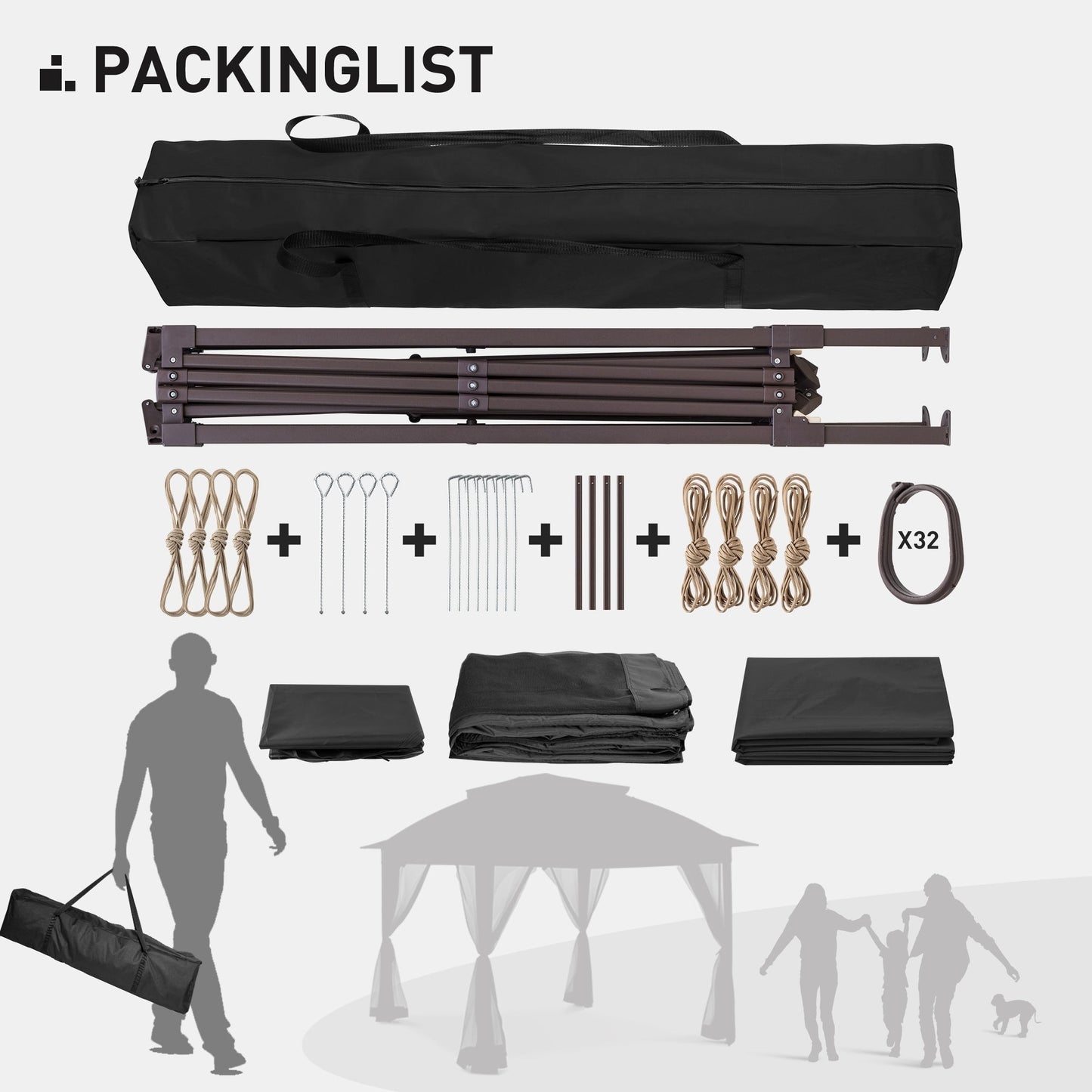 Cozywor 11 ft. x 11 ft. Pop-Up Steel Gazebo with Mosquito Netting