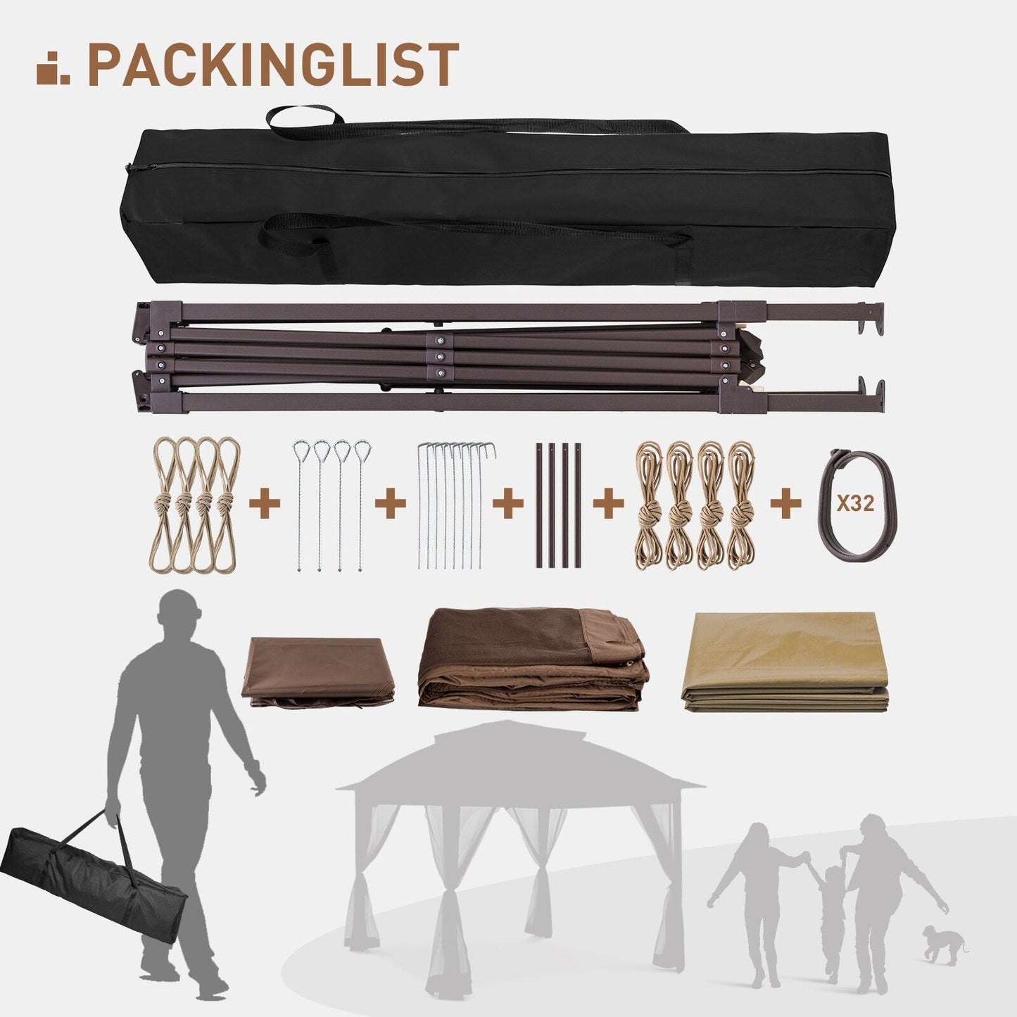 Cozywor 11 ft. x 11 ft. Pop-Up Steel Gazebo with Mosquito Netting