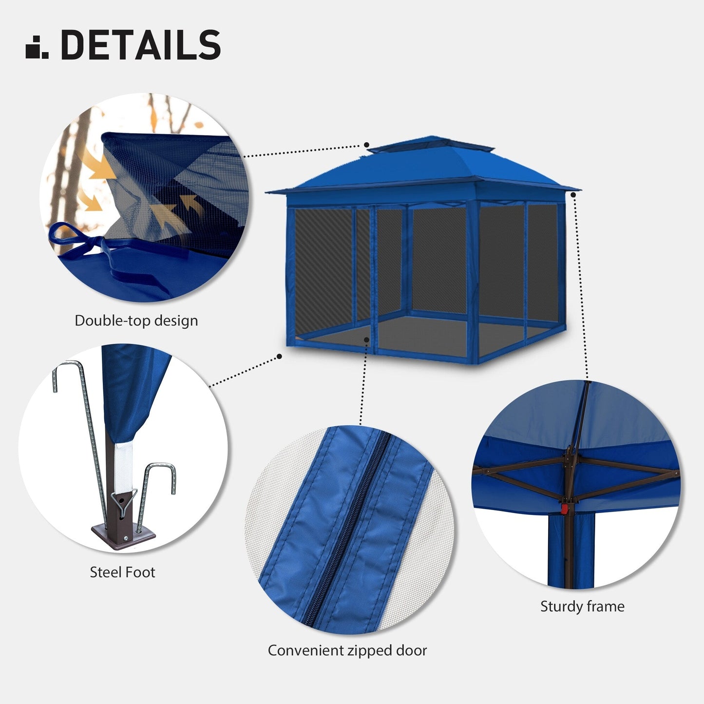 Cozywor 11 ft. x 11 ft. Pop-Up Steel Gazebo with Mosquito Netting
