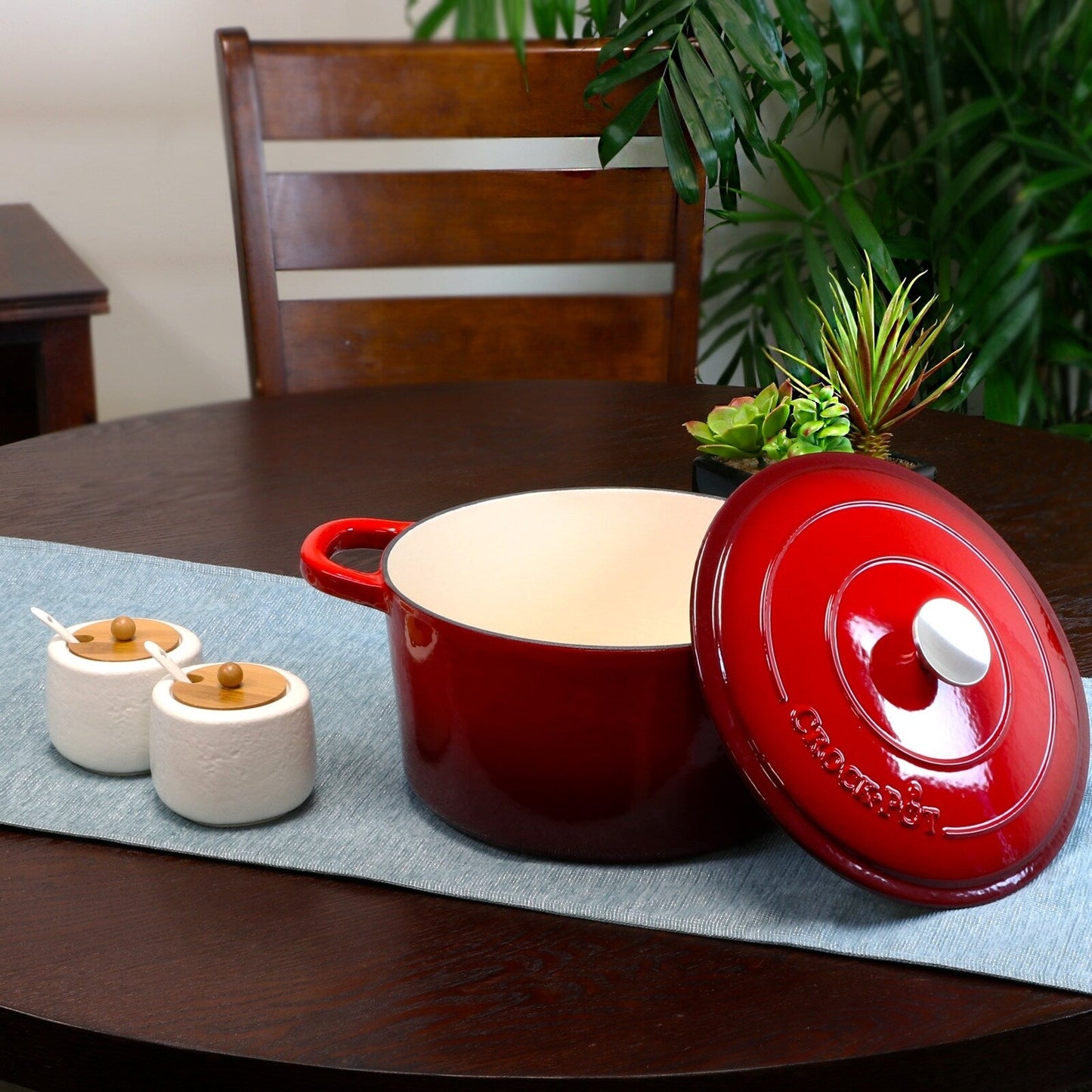 Craftsman 7 Quart Dual Handle Cast Iron Round Dutch Oven in Pepper Red