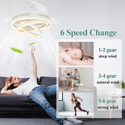 Cusp Barn 42 Retractable Ceiling Fan with Lights and Remote DIY Shape Fandelier Modern Silent DC Motor LED Ceiling Light