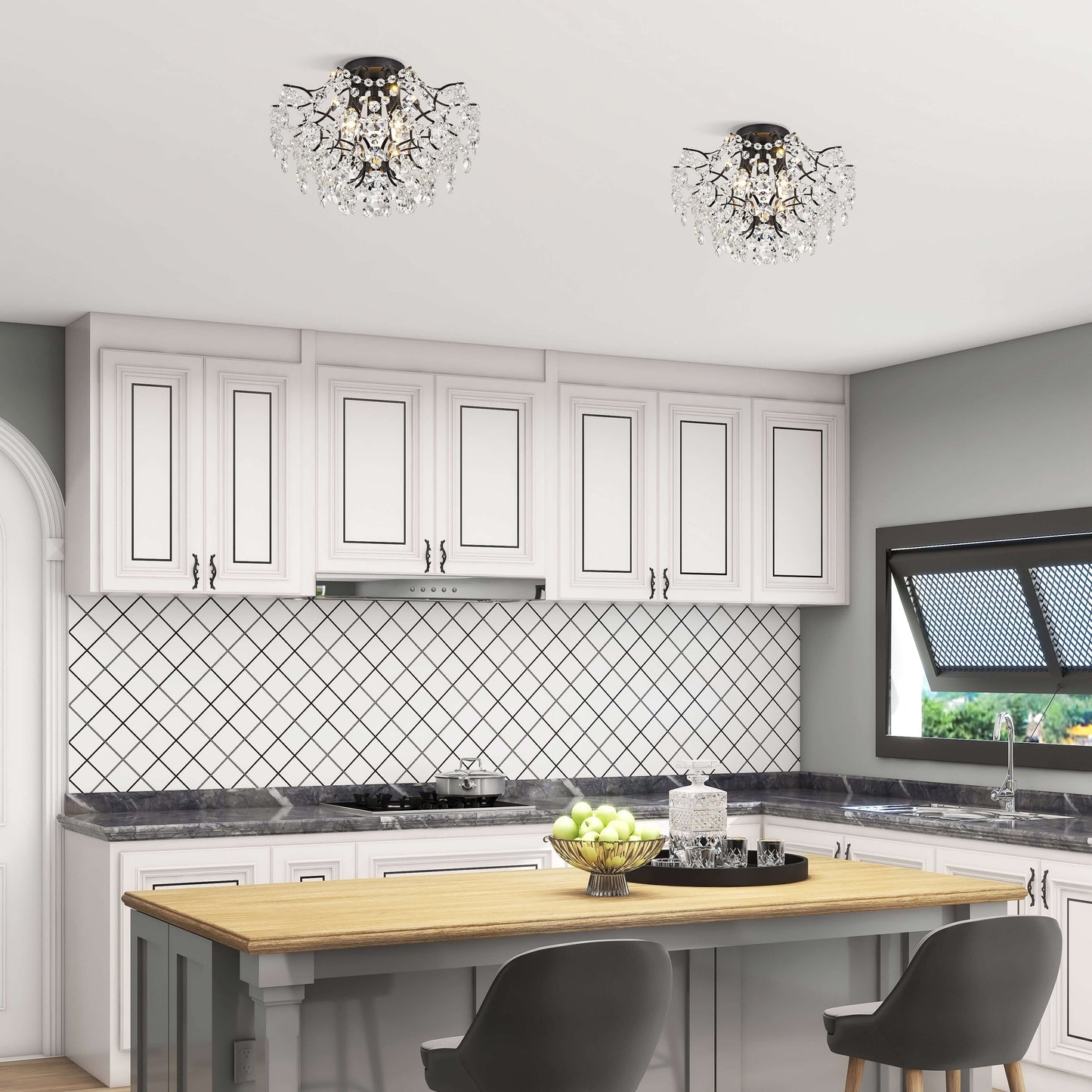 Dalia Elegant Indoor 3-light Crystal Flush Mount