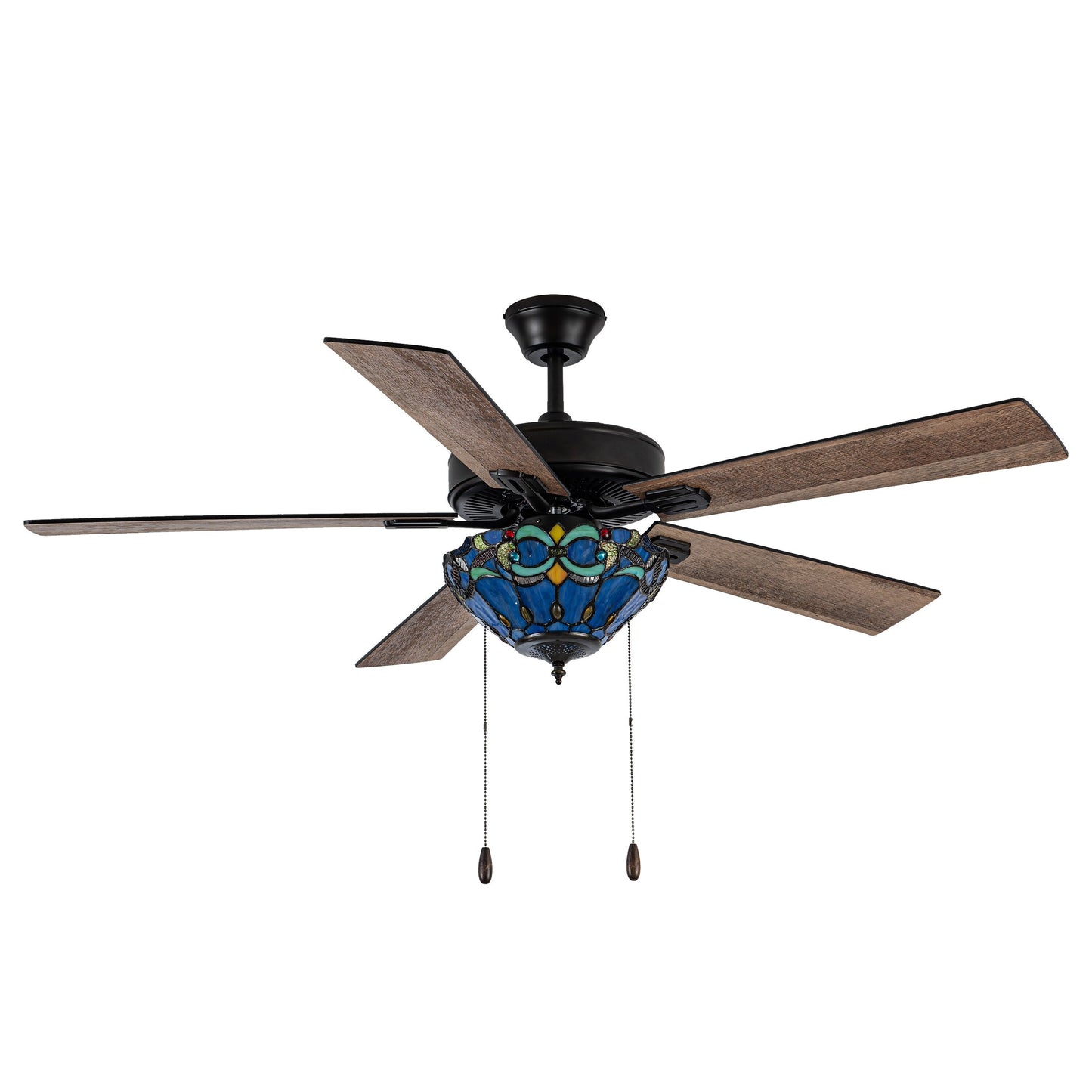 Della River of Goods Oil-Rubbed Bronze and Stained Glass 52-Inch 3-Light Remote-Controlled Ceiling Fan