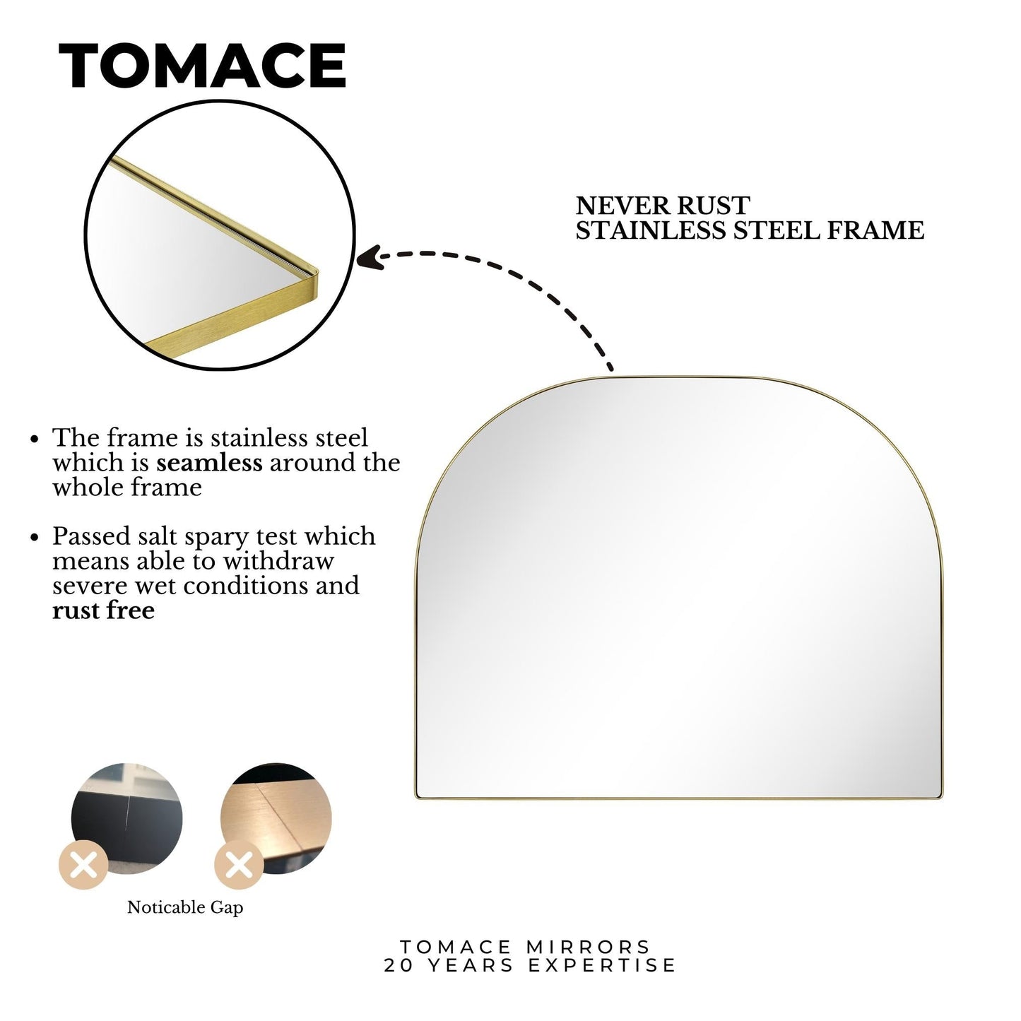 TEHOME Dezerae Large Arch Mirror for Mantel, 40'' W x 32'' H