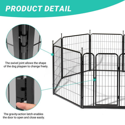 Dog Playpen Pet Dog Fence, 32 Height 8 Panels Metal Dog Pen