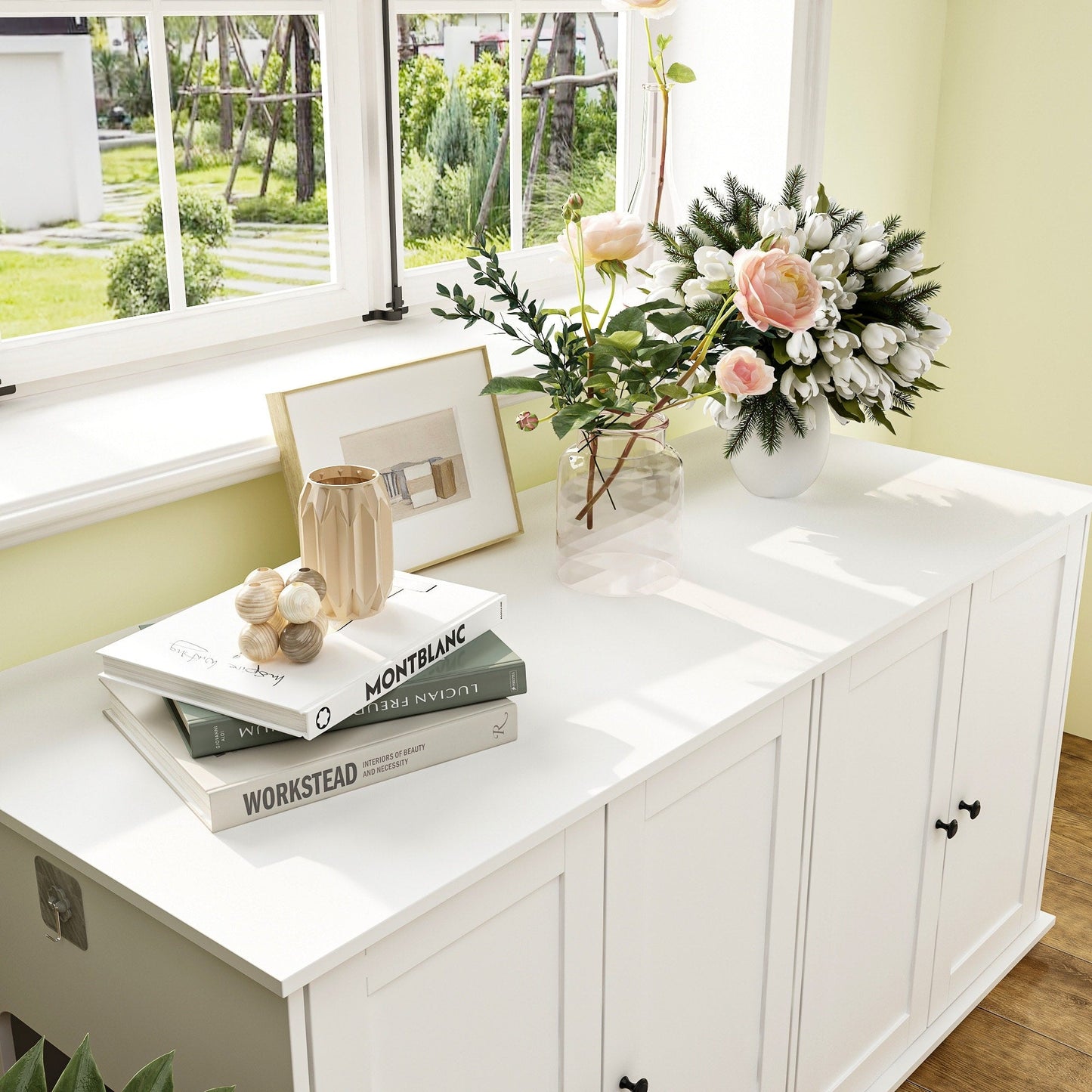 Double Pet Privacy Washroom Cat Litter Box Concealment Furniture