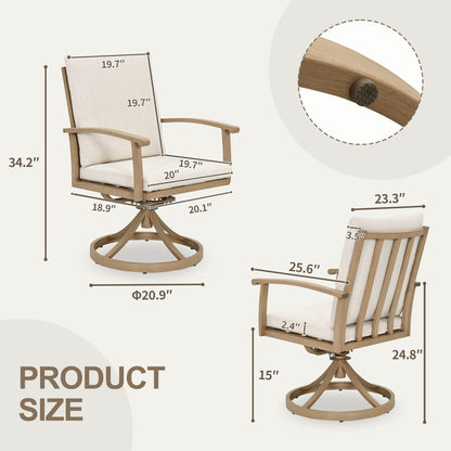 EGEIROS LIFE AluLux 9-Piece Aluminum Patio Dining Set with 2 Swivel Dining Chairs, 6 Dining Chairs and Washable Cushions