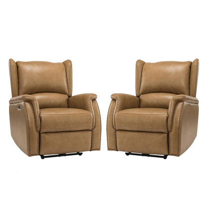 Eduardo Genuine Leather Power Recliner with USB Port Set of 2