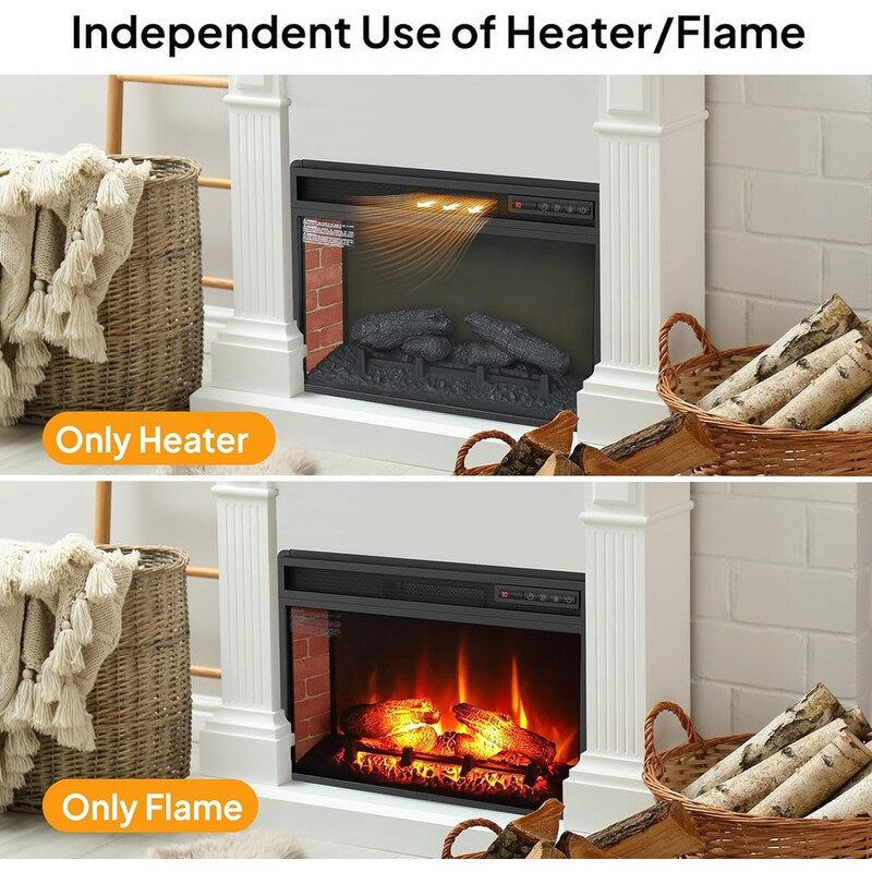 Electric Fireplace Insert with Adjustable Heating, Brightness, Timer and Overheat Protection, 1400W, CSA Listed