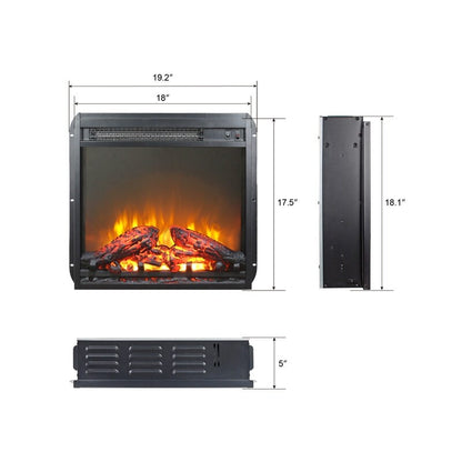 Electric Fireplace Insert with Adjustable Heating, Brightness, Timer and Overheat Protection, 1400W, CSA Listed