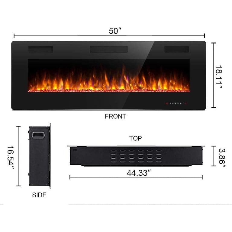 Modern Recessed Wall-mounted Multicolor LED Electric Fireplace, Ultra-thin and Low Noise