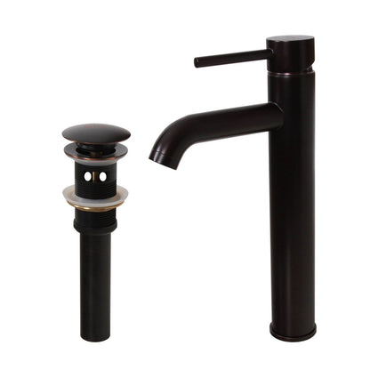 Elite Oil-rubbed Bronze Tall Single-handle Bathroom Vessel Faucet and Pop-up Drain
