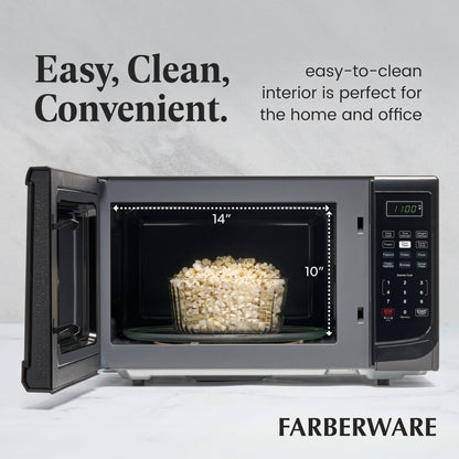 Farberware 1000-Watt 1.1 Cu. Ft. Countertop Microwave Oven With LED Lighting and Child Lock