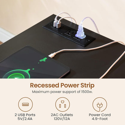 Farmhouse Executive Desk Home Office Desk File Drawer Monitor Stand Power Outlet