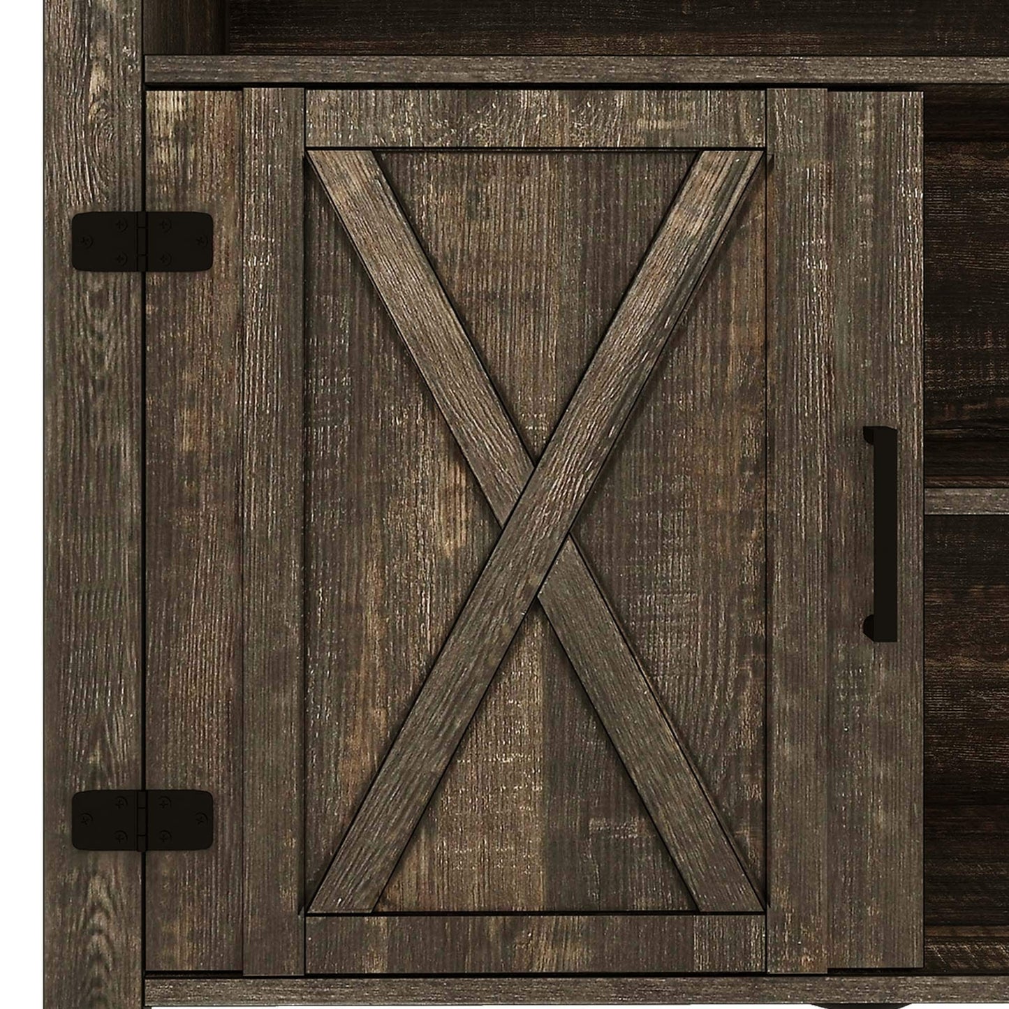 Farmhouse TV Stand for up to 65 TV with Doors and Open Shelves Media Console Power Outlet