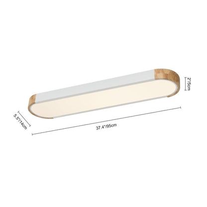Farmhouse Wood Long Oval Dimmable LED Flush Mount - 37 3000k/6000k