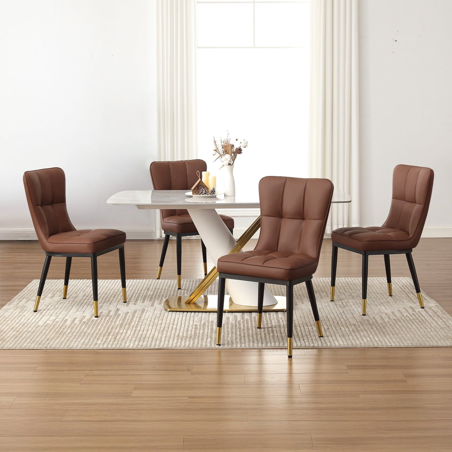 Faux Leather Upholstered Dining Chairs Set of 2/4