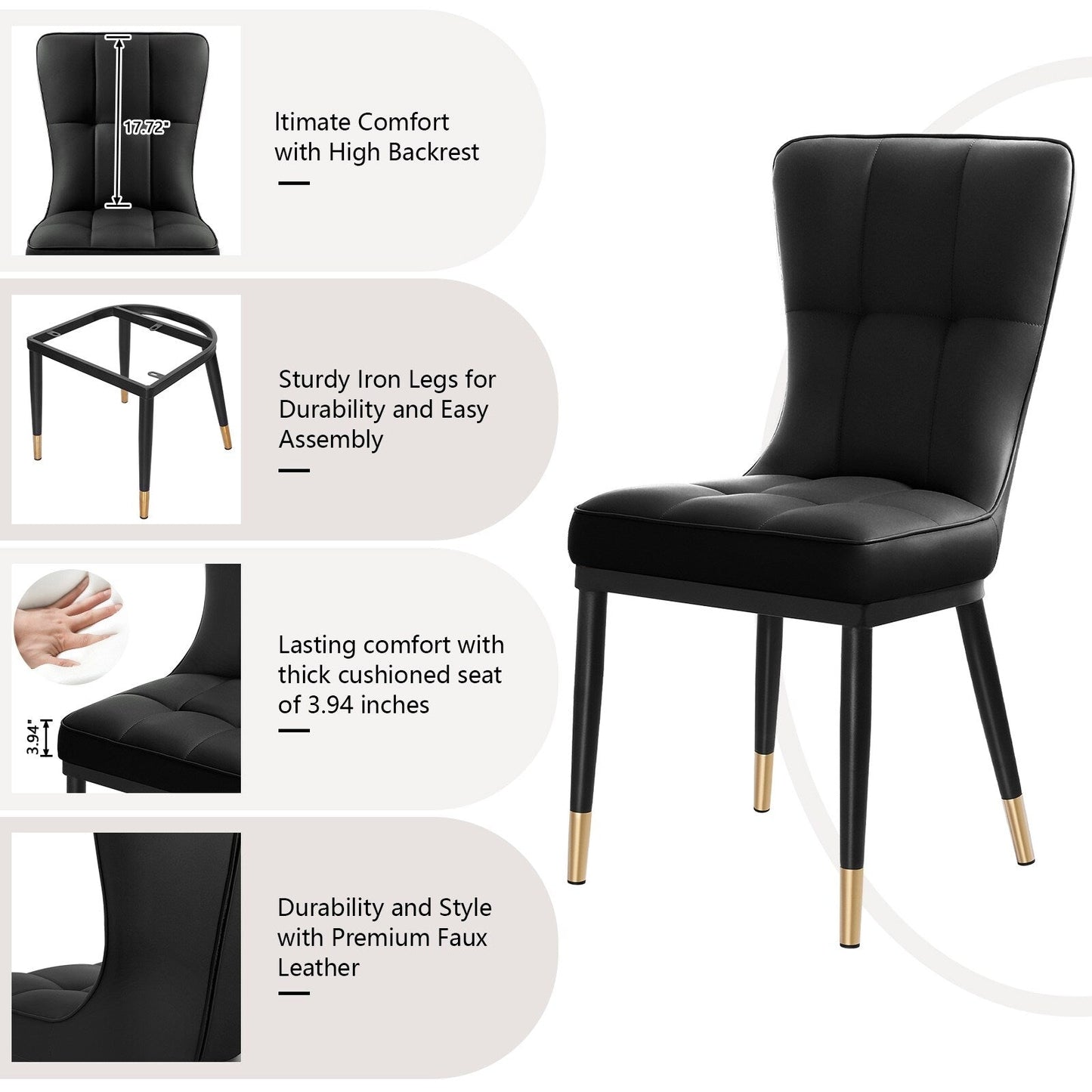 Faux Leather Upholstered Dining Chairs Set of 2/4