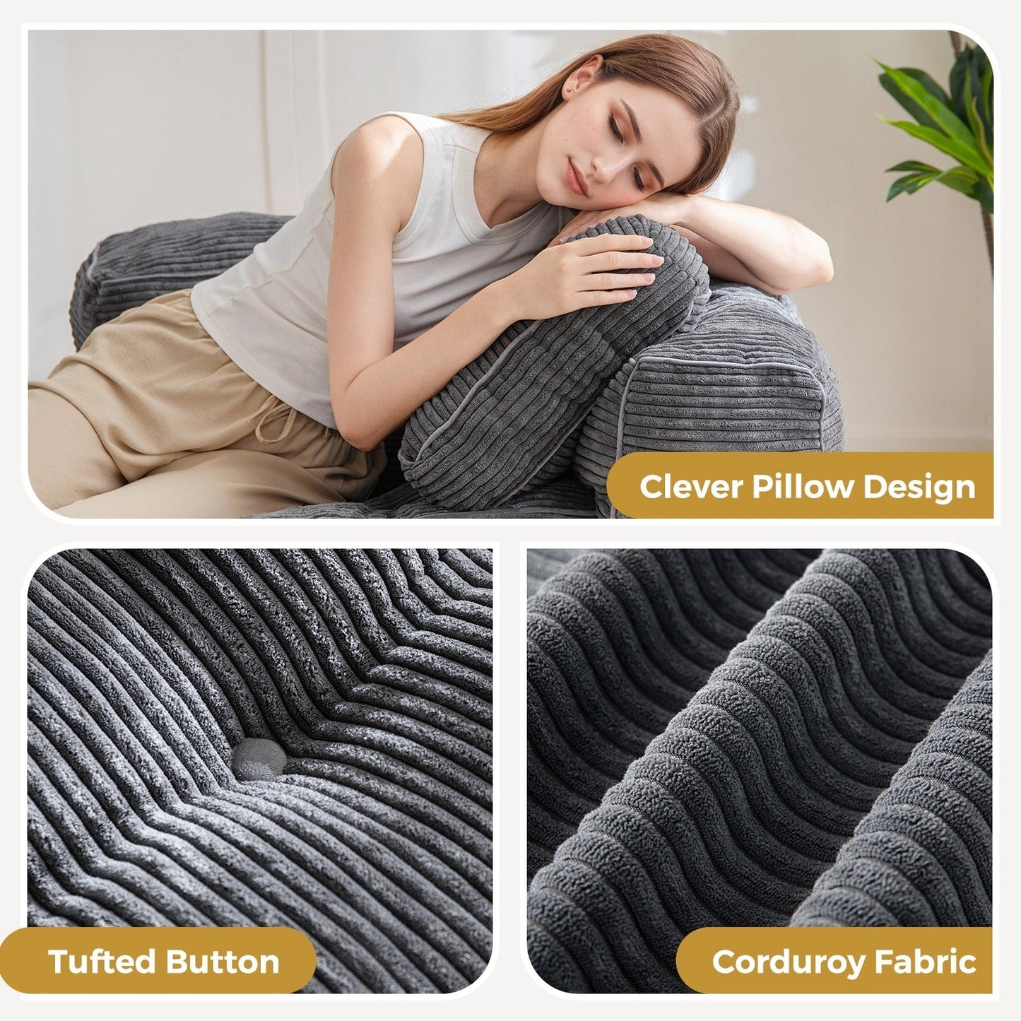 Foldable Sofa Bed,L-Shaped Floor Sofa Couch