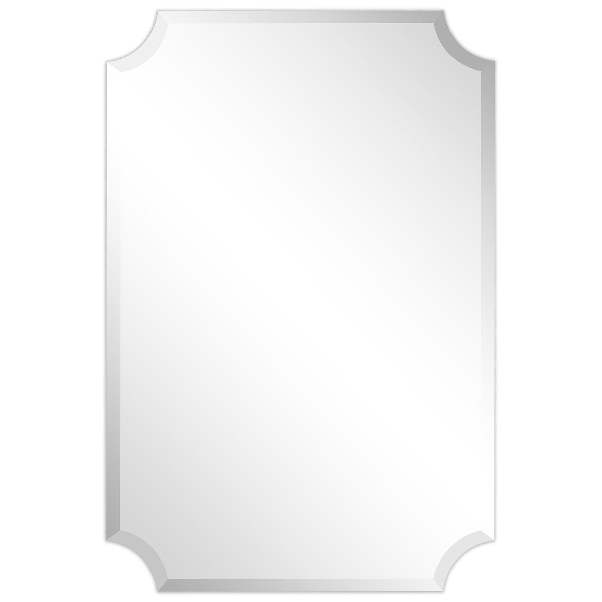 Frameless Rectangle Scalloped Beveled Wall Mirror, Bathroom, Vanity, Bedroom Mirror,1-beveled Edge - Clear