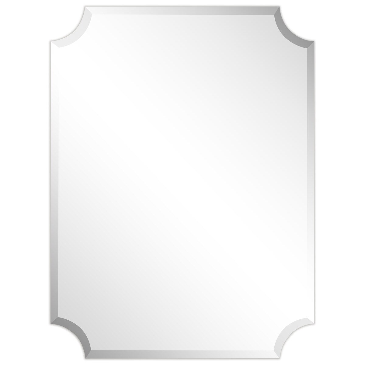 Frameless Rectangle Scalloped Beveled Wall Mirror, Bathroom, Vanity, Bedroom Mirror,1-beveled Edge - Clear