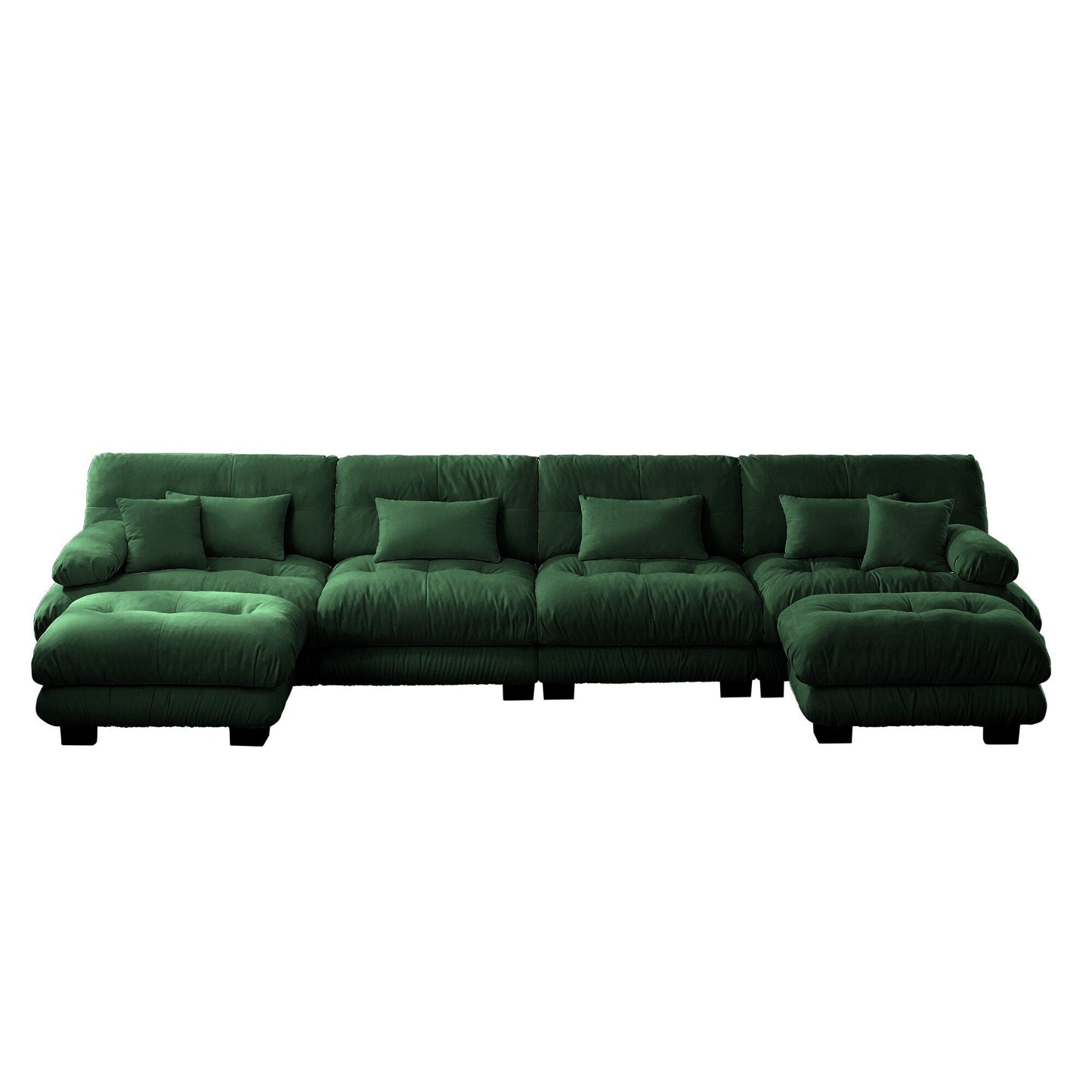 Free Combination Modular Chenille 4-Seater Sectional Sofa with 2 Ottomans and Pillow for Living Room