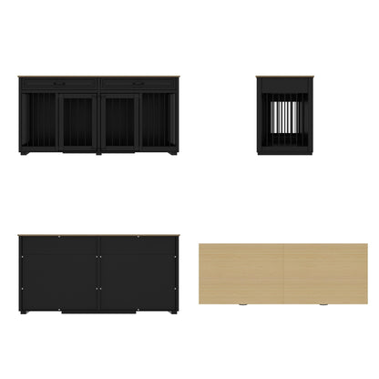 Furniture Style Dog Crate, 64.5 Inch Wooden Large Dog Kennel