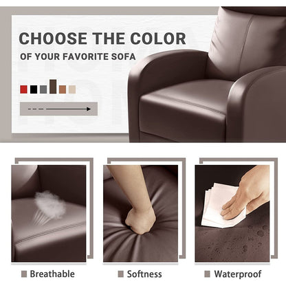 Furniwell PU Leather Sofa Recliner with Padded Seat and Backrest.