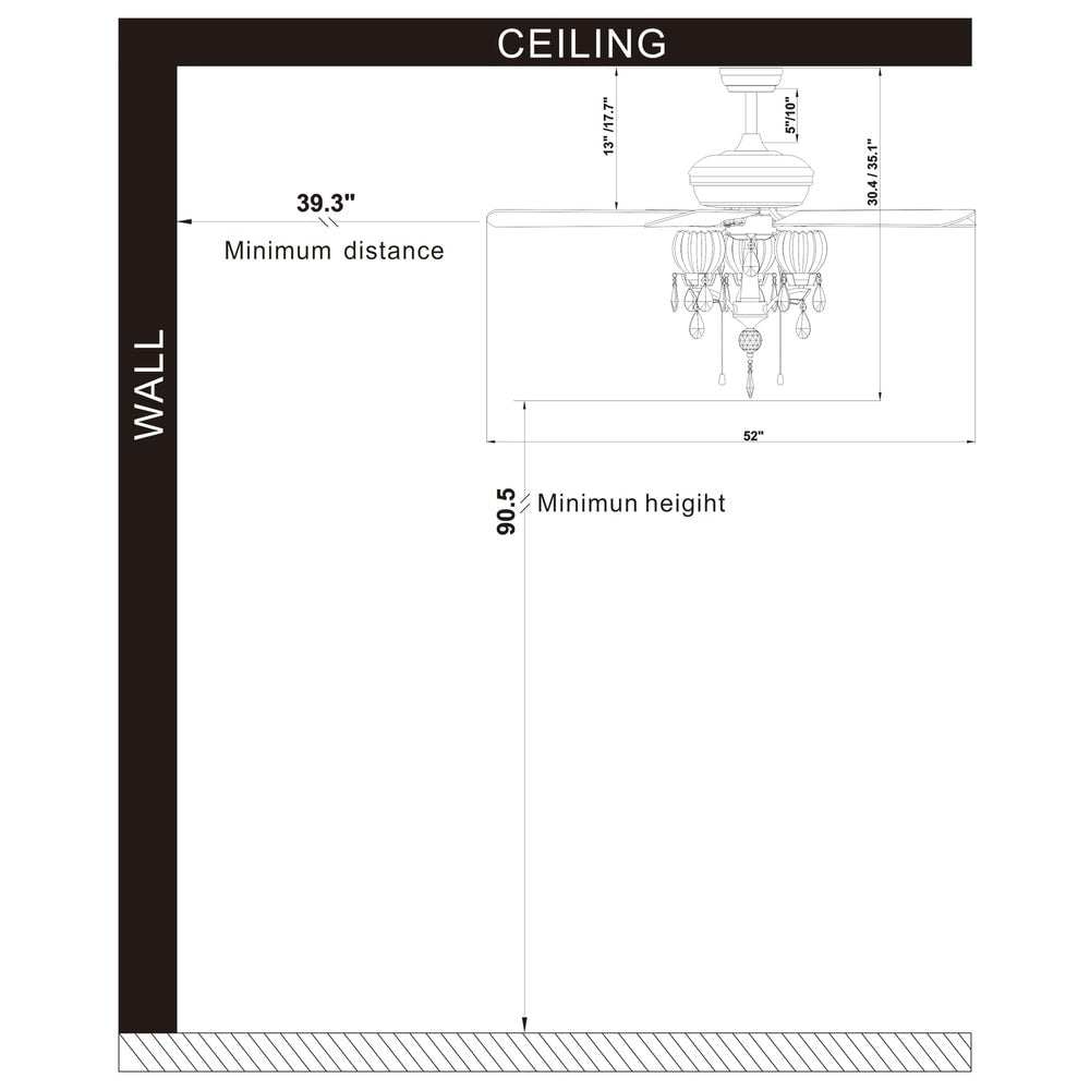 Garlow Matte Black 5-blade Lighted Ceiling Fan with Crystal Flower Cups Chandelier (includes Remote) - 52-inches Diameter