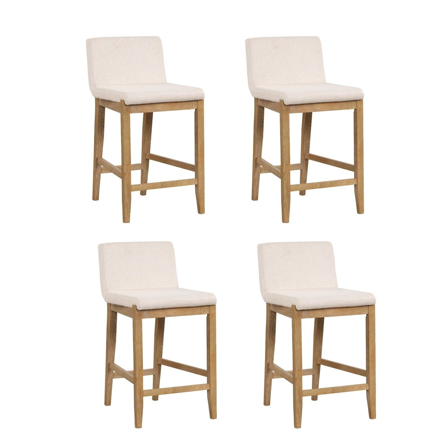 Gracie Modern Bar Stool, Boucle Upholstered Chair and Brushed Wooden Legs