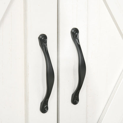 HOMCOM 32 Farmhouse Barn Door Style Sideboard Cabinet,Buffet Storage Cabinet Coffee Bar for Living Room or Entryway