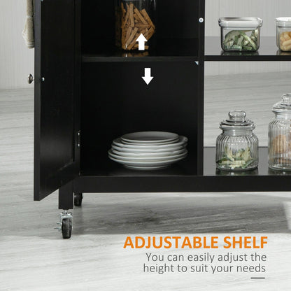 HOMCOM Kitchen Trolley, Wood Top Utility Cart on Wheels with Open Shelf and Storage Drawer for Dining Room, Kitchen