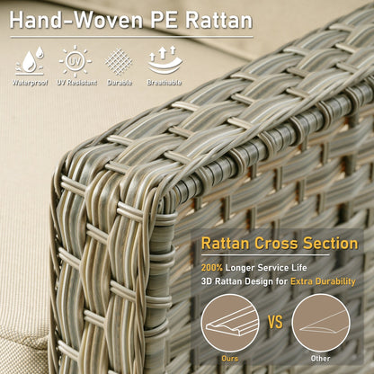 HOOOWOOO 2-piece High Back Wicker Rattan Outdoor Patio Chair Set