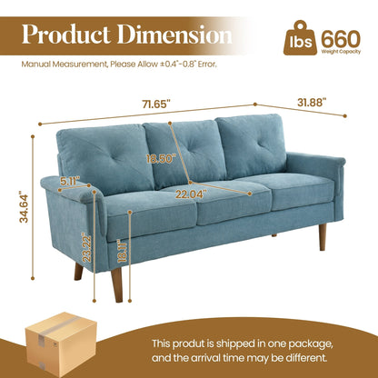 HOOOWOOO Mid-Century 3-Seat Upholstered Sofa with Wood Legs for Living Room
