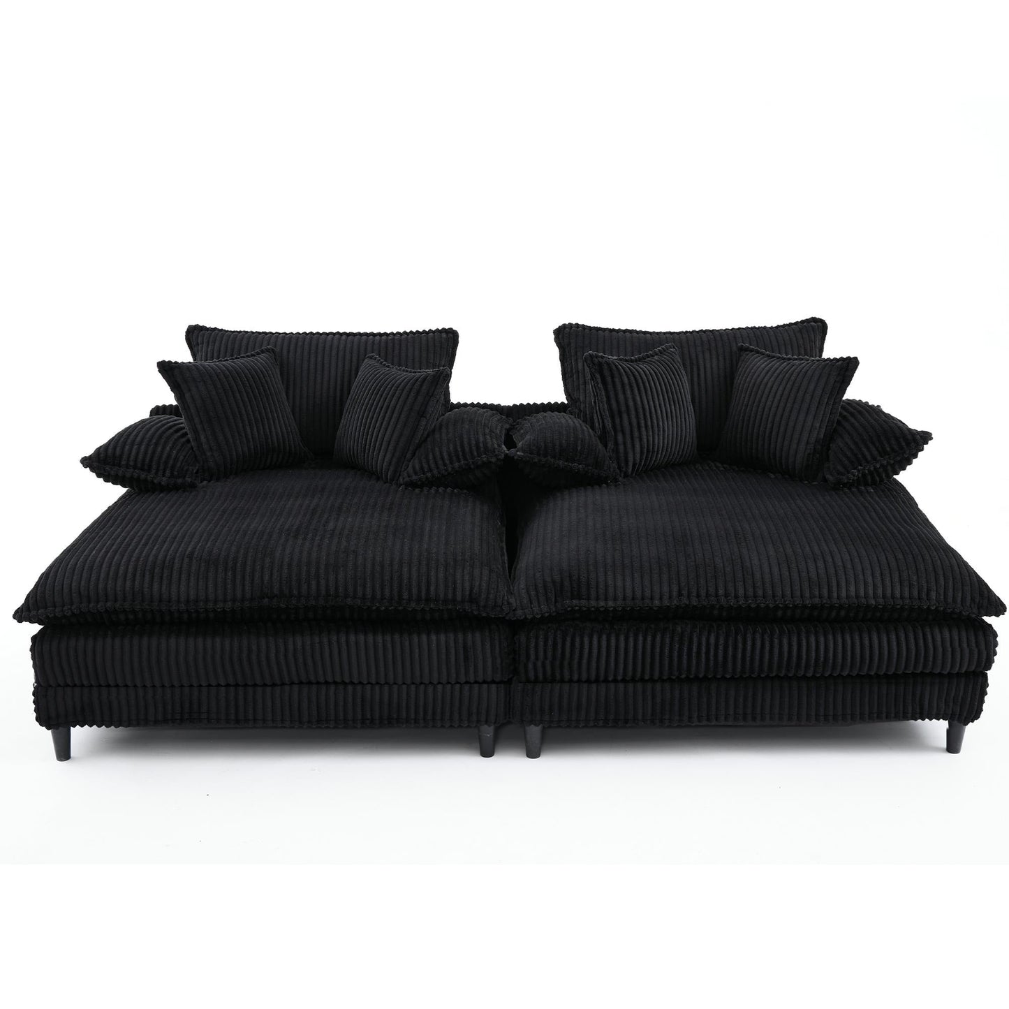 Harmonia 109 W Oversized Corduroy Sofa Bed, Deep Seat Double Lounge Chaise with 4 Pillows