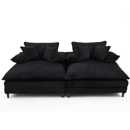 Harmonia 109 W Oversized Corduroy Sofa Bed, Deep Seat Double Lounge Chaise with 4 Pillows