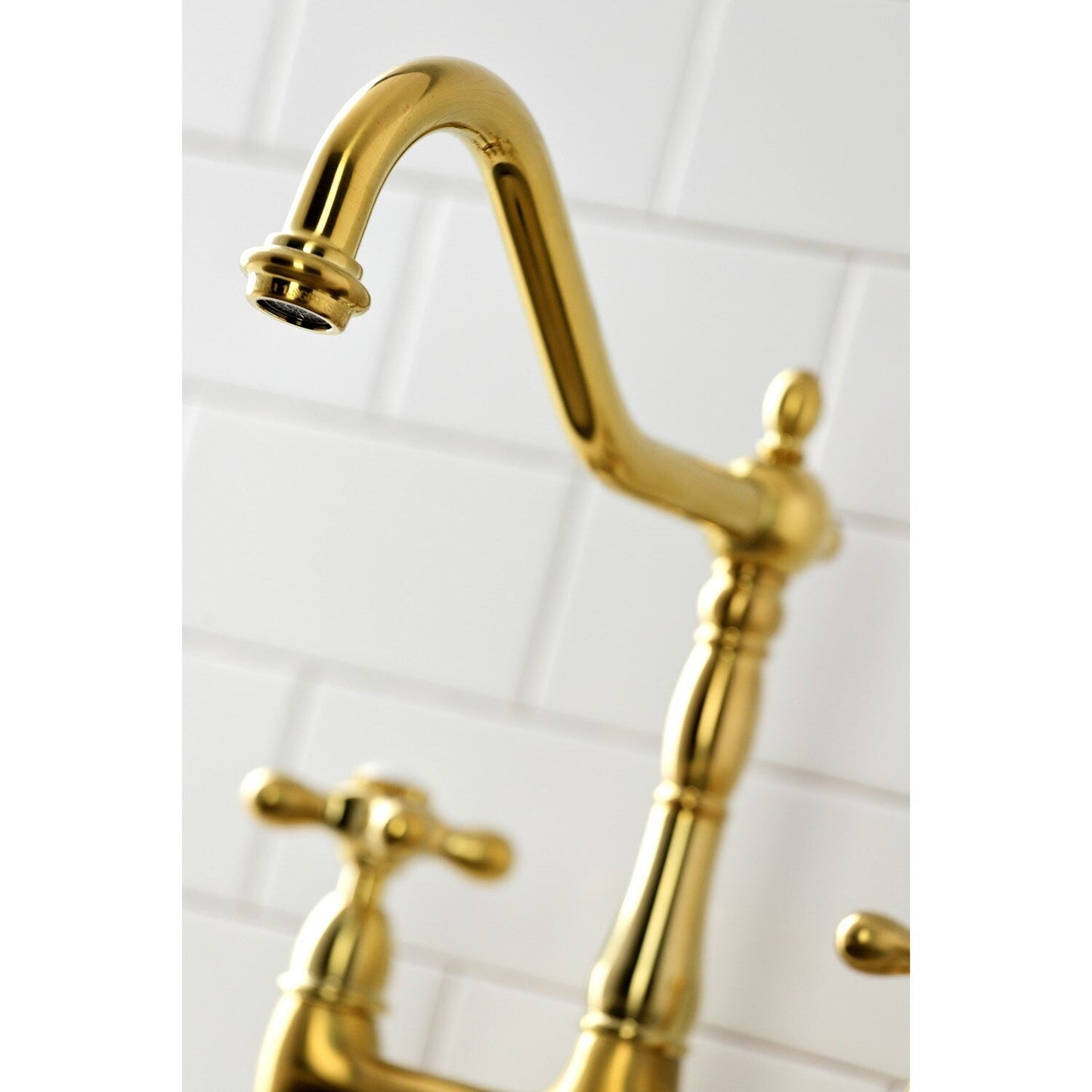 Heritage Bridge Kitchen Faucet with Brass Sprayer