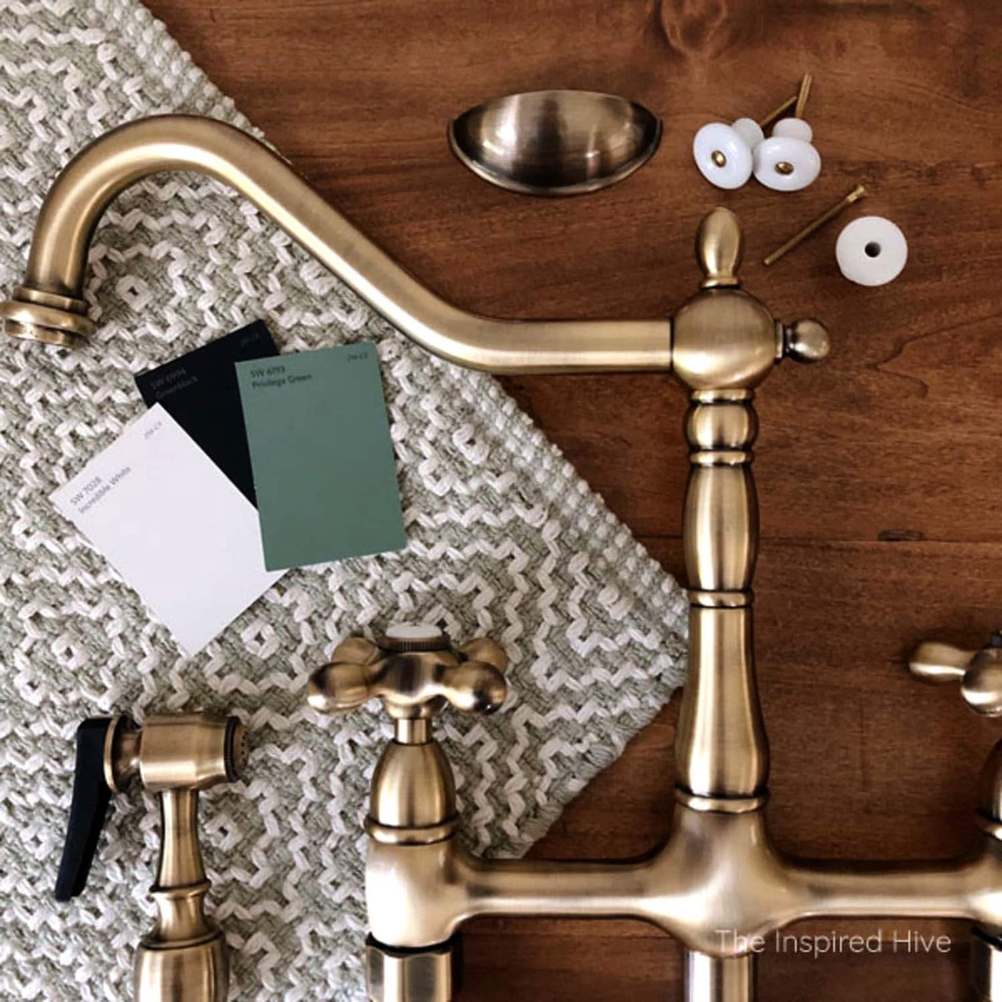 Heritage Bridge Kitchen Faucet with Brass Sprayer